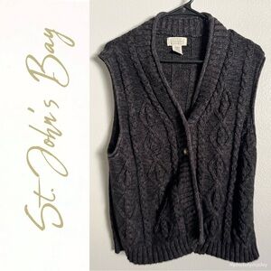 St. John's Bay Charcoal Cable Knit Vest Fisherman M